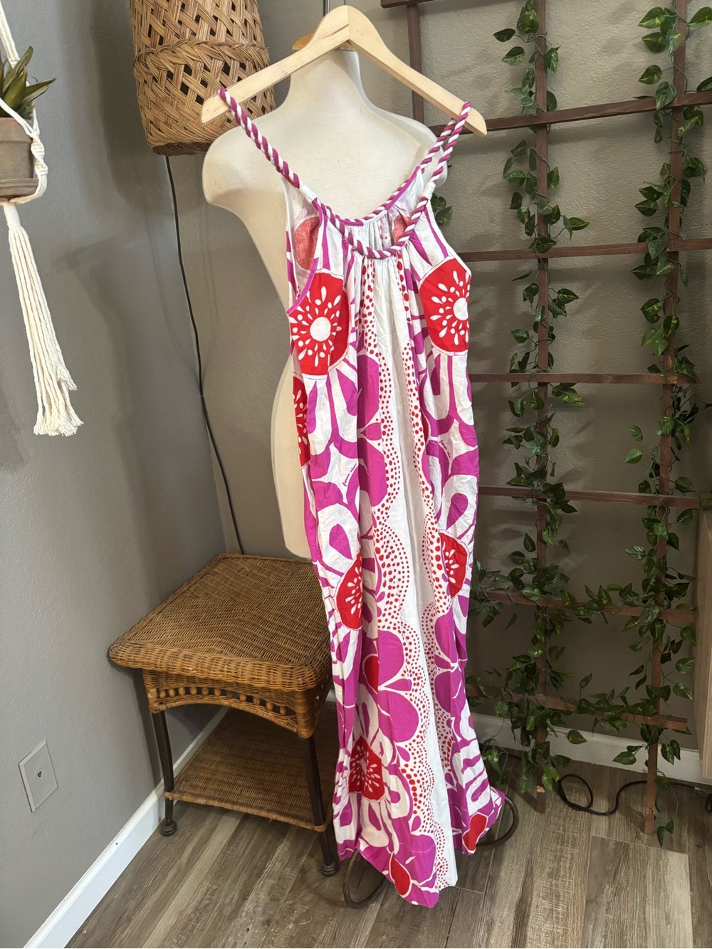 ▪️FARM Rio Maia Linen Jumpsuit Pink/Red Floral Print Size Medium - Picture 10 of 11